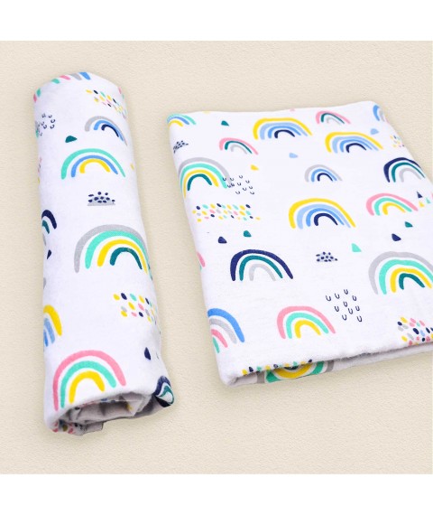 Flannel diaper for newborns Rainbow Dexter`s White; Multi-colored 202 90-100cm (d202рд)