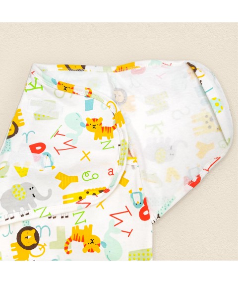 Diaper cocoon footer on Velcro with a bright print Alphabet Dexter`s White; Yellow 3-181 0-3 months (d3-181-2абт)