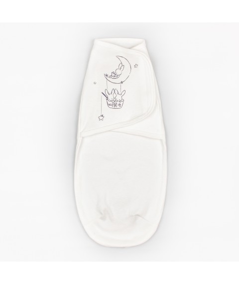 Пелюшка-кокон на липучці однотонна з принтом Зайчики  Dexter`s  Білий d946/4б  0-1міс (d946/4б)