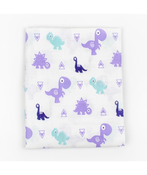Baby muslin diaper Dinosaur Dexter`s White; Violet 402 75-90cm (d402dn)