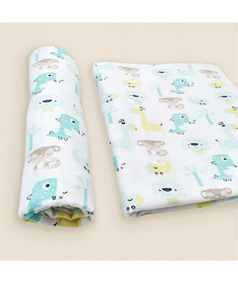 Flannel diaper for newborns Dino Dexter`s White; Menthol 202 90-100cm (d202dn)