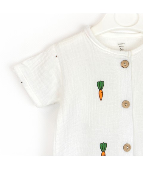Песочник для малышей на пуговичках с морковками Carrots  Dexter`s  Белый 432391  68 см (432391)