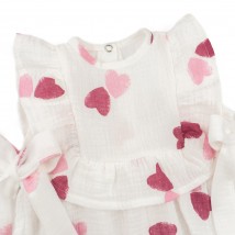 Песочник для девочки с бантиками и повязкой Pink hearts  Dexter`s  Белый 432171  68 см (432171)