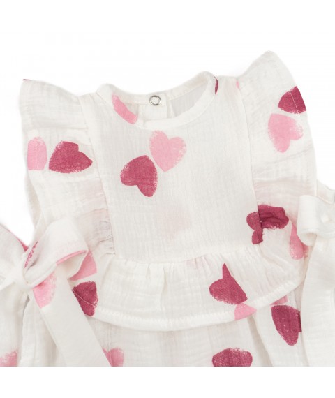Песочник для девочки с бантиками и повязкой Pink hearts  Dexter`s  Белый 432171  80 см (432171)