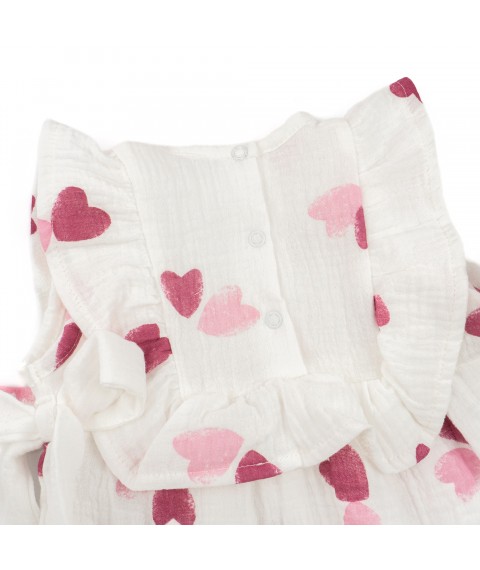 Песочник для девочки с бантиками и повязкой Pink hearts  Dexter`s  Белый 432171  80 см (432171)
