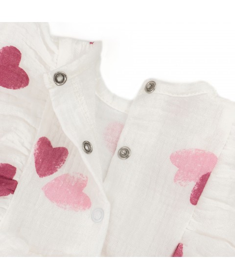 Песочник для девочки с бантиками и повязкой Pink hearts  Dexter`s  Белый 432171  80 см (432171)