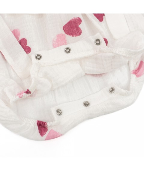 Песочник для девочки с бантиками и повязкой Pink hearts  Dexter`s  Белый 432171  80 см (432171)