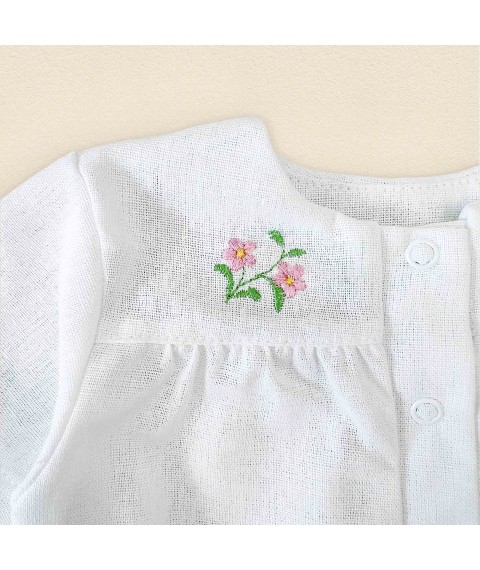 Linen sandbox for girls with Flower Dexter`s embroidery White 438 80 cm (d438cv-b)