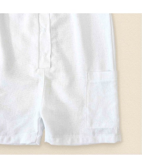 Льняний пісочник для дівчинки з вишивкою Flower  Dexter`s  Білий 438  68 см (d438цв-б)