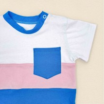 Детский песочник на лето кулир Stripes  Dexter`s  Белый;Розовый;Голубой 147  68 см (d147гб)