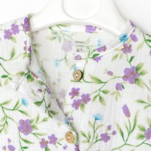 Песочник для малышей на пуговичках с цветочками Violet flowers  Dexter`s  Белый 432363  62 см (432363)