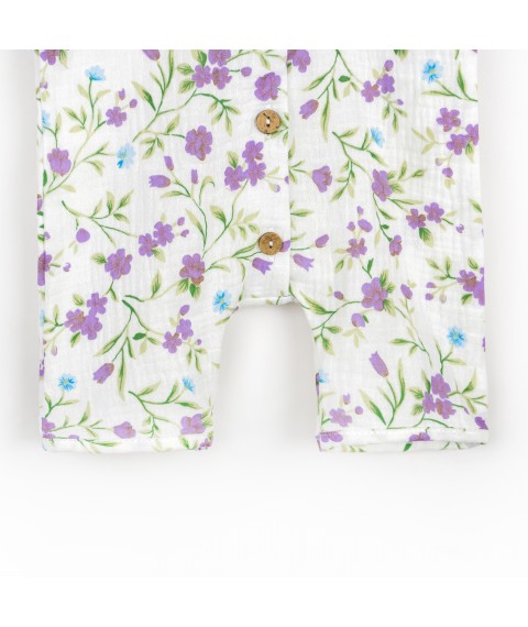 Песочник для малышей на пуговичках с цветочками Violet flowers  Dexter`s  Белый 432363  62 см (432363)