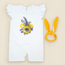 Нарядный песочник с повязкой для девочки Sunflower  Dexter`s  Белый;Желтый d137цв-сшж  74 см (d137цв-сшж)