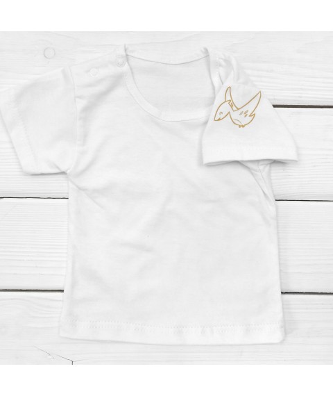 Набор ромпер футболка из хлопковой ткани с принтом Dino  Dexter`s  Серый;Белый 922  68 см (d922дн-бж)