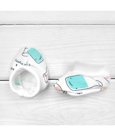 Пінетки для новонароджених з принтом Milk  Dexter`s  Білий;Блакитний 916  0-3міс (d916-1млк-гб)