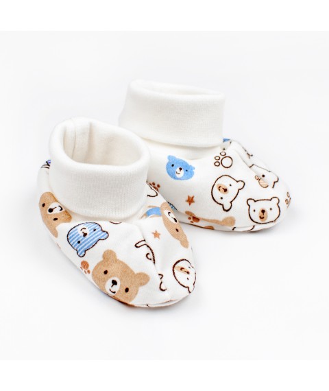 Knitted booties Bears Malena White; Blue 916-1 0-3 months (916-1мк)