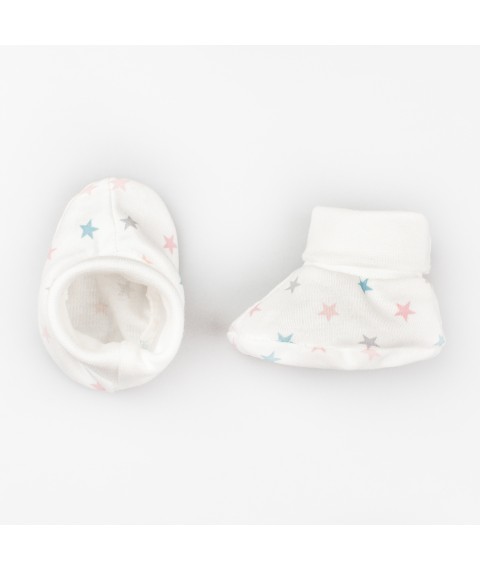 Baby booties with stars made of Dexter`s knitwear White 916 0-3 months (d916-1zd-rv)