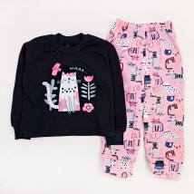 Пижама детская футер Cat flowers  Dexter`s  Розовый;Черный d303кт-чн  98 см (d303кт-чн)