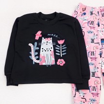 Пижама детская футер Cat flowers  Dexter`s  Розовый;Черный d303кт-чн  122 см (d303кт-чн)