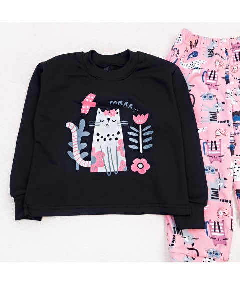 Пижама детская футер Cat flowers  Dexter`s  Розовый;Черный d303кт-чн  134 см (d303кт-чн)