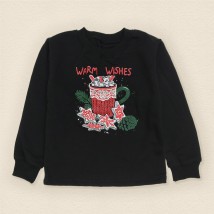 Детская пижама с рождественским принтом и штанами в клетку Warm Wishes  Dexter`s  Черный;Красный 303  98 см (d303-5)