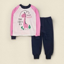 Пижама для девочки с начесом и принтом Dino  Dexter`s  Розовый;Темно-синий 303  128 см (d303-12-1)