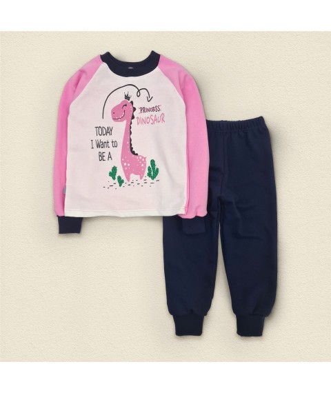 Пижама для девочки с начесом и принтом Dino  Dexter`s  Розовый;Темно-синий 303  134 см (d303-12-1)