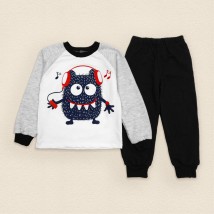 Пижамный детский комплект с начесом для мальчика Monster  Dexter`s  Серый;Черный d303-18  98 см (d303-18)