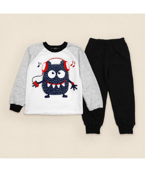 Children's Pajamas for boys and teenagers made of fabric with Monster Dexter`s nachos Gray; Black 303 140 cm (d303-18-1)