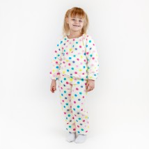 Пижама для девочки из плюшевой ткани велосфт Горох  Dexter`s  Молочный;Разноцветный 412  98 см (d412-5)