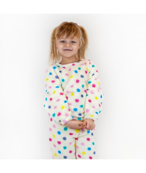 Пижама для девочки из плюшевой ткани велосфт Горох  Dexter`s  Молочный;Разноцветный 412  134 см (d412-5)