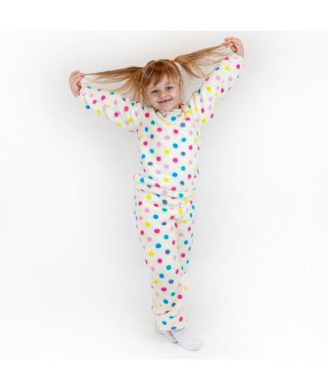 Пижама для девочки из плюшевой ткани велосфт Горох  Dexter`s  Молочный;Разноцветный 412  134 см (d412-5)