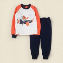 Пижама детская на мальчика с начесом Самолетик  Dexter`s  Синий;Красный 303  134 см (d303-13-1)