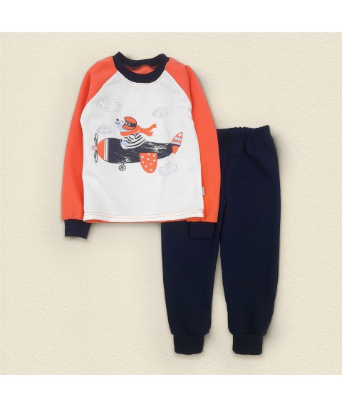 Пижама детская на мальчика с начесом Самолетик  Dexter`s  Синий;Красный 303  134 см (d303-13-1)