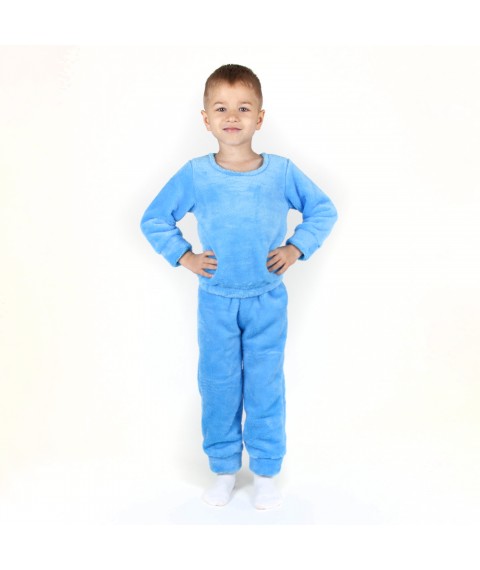 Children's warm plush pajamas, plain Blue Dexter`s Blue 413 122 cm (d413-3)