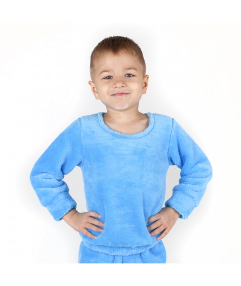 Пижама детская теплая из плюша однотонная Blue  Dexter`s  Голубой 413  98 см (d413-3)
