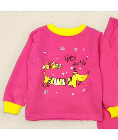 Дитяча піжама для дівчинки тепла з начосом Winter  Dexter`s  Рожевий d303-17  122 см (d303-17)