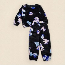 Пижама для девочки из теплой ткани велсофт Orchid  Dexter`s  Черный 412  134 см (d412-4)