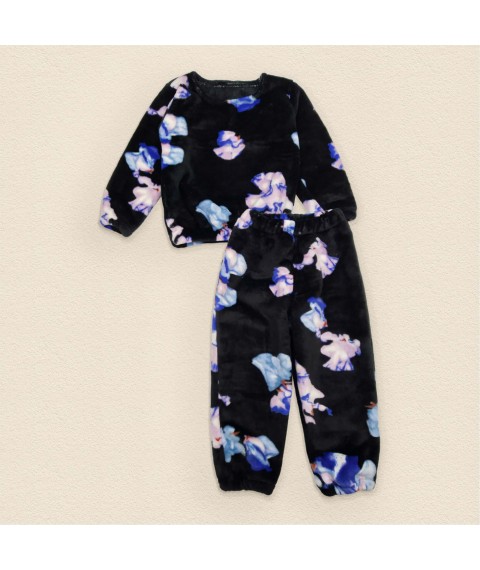Pajamas for girls made of warm velsoft fabric Orchid Dexter`s Black 412 110 cm (d412-4)