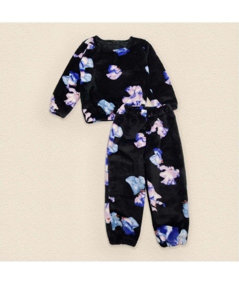 Pajamas for girls made of warm velsoft fabric Orchid Dexter`s Black 412 134 cm (d412-4)