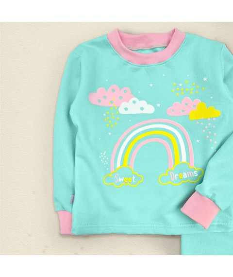 Піжама дитяча з начосом для дівчаток Rainbow  Dexter`s  Ментол d303-11  110 см (d303-11)