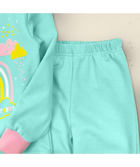 Пижама детская с начесом для девочек Rainbow  Dexter`s  Ментол d303-11  86 см (d303-11)