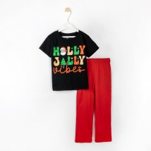 Пижама детская с новогодним принтом Holly Jolly  Dexter`s  Черный; Красный d103-60  110 см (d103-60)