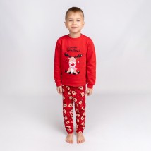 Пижама детская новогодняя с начесом с принтом оленя Deer  Dexter`s  Красный d303-59  134 см (d303-59)