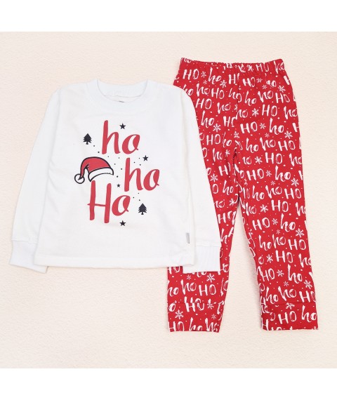 Піжама дитяча з начосом зі святковим принтом Christmas Ho ho  Dexter`s  Червоний;Білий d303-20  98 см (d303-20)