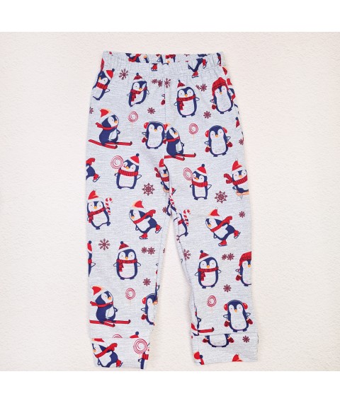 Піжама дитяча новорічна з начосом з пінгвінами Christmas penguin  Dexter`s  Сірий d303-21  98 см (d303-21)