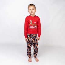 Пижама детская новогодняя с начесом с принтом оленя Merry Christmas  Dexter`s  Красный d303ол-нгтг  146 см (d303ол-нгтг)