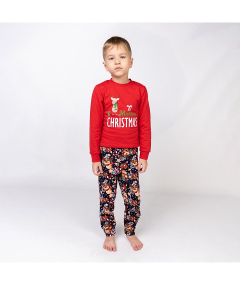 Піжама дитяча новорічна з начосом з принтом оленя Merry Christmas  Dexter`s  Червоний d303ол-нгтг  146 см (d303ол-нгтг)