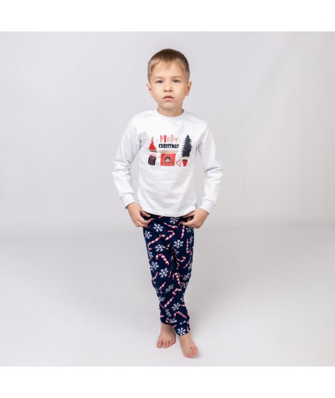 Піжама дитяча з начосом з новорічним принтом Merry Christmas  Dexter`s  Синій d303-58  110 см (d303-58)