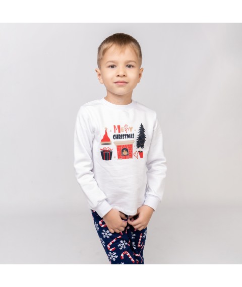 Піжама дитяча з начосом з новорічним принтом Merry Christmas  Dexter`s  Синій d303-58  110 см (d303-58)